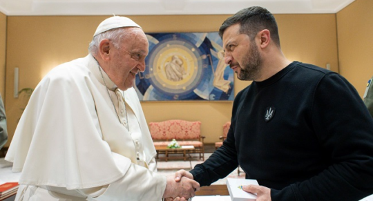 Pope Francis meets With Ukrainian President Volodymyr Zelenskyy at the Vatican 